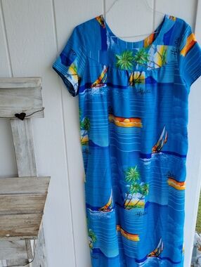 Aloha Blue Tropical Maxi Dress - Women Mu Mu